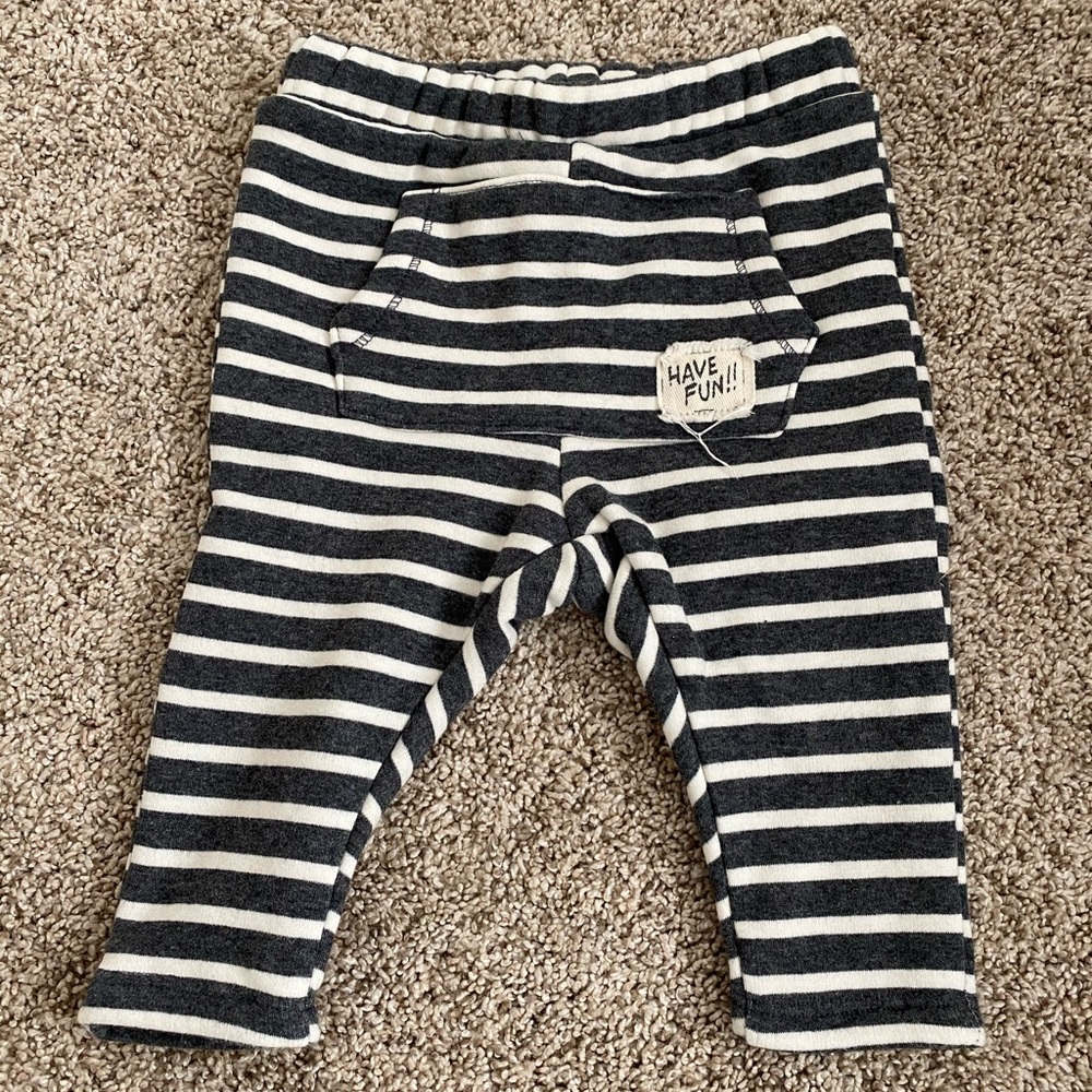 Zara Baby boy gray striped legging pants sz 6-9 mo